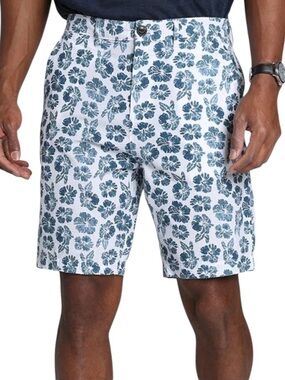 NWT JACHS Girlfriend 40 White Tropical Print Cotton Shorts Beach Vacation Golf